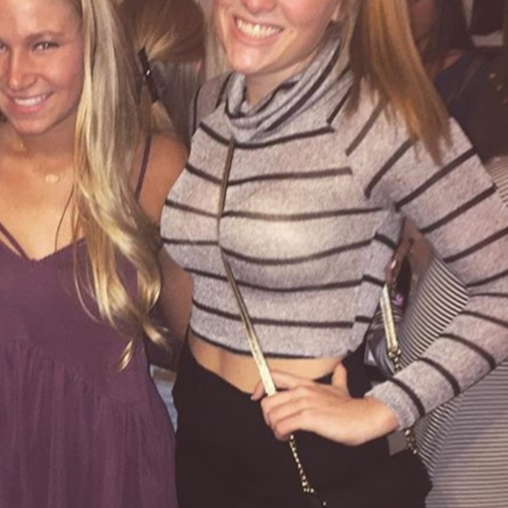 Gray and Black Striped Crop Top